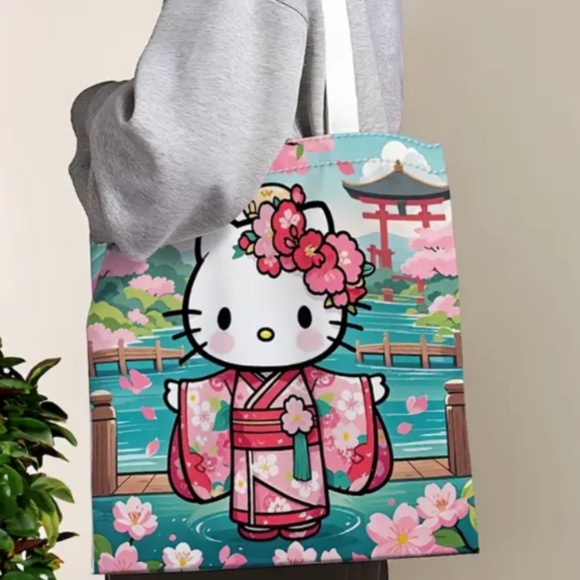 Hello Kitty Large Tote Bag -  Multicolor, Polyester Bag - Not Waterproof -Sanrio - Picture 4 of 5